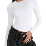 Zeagoo Women Y2K Crewneck Long Sleeve Slim Fit T-Shirt
