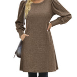 Zeagoo Women Knit Dress Puff Long Sleeve Dress