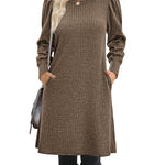 Zeagoo Women Knit Dress Puff Long Sleeve Dress