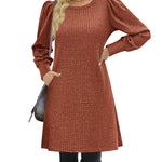 Zeagoo Women Knit Dress Puff Long Sleeve Dress