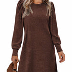 Zeagoo Women Knit Dress Puff Long Sleeve Dress