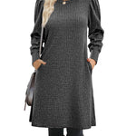 Zeagoo Women Knit Dress Puff Long Sleeve Dress