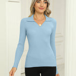 Zeagoo Womens Sweater Long Sleeve V Neck Ribbed Knit Tops