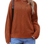 Zeagoo Women's Crew Neck Cable Knit Pullover Sweater