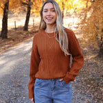 Zeagoo Women's Crew Neck Cable Knit Pullover Sweater
