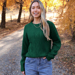 Zeagoo Women's Crew Neck Cable Knit Pullover Sweater