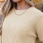 Zeagoo Women's Crew Neck Cable Knit Pullover Sweater