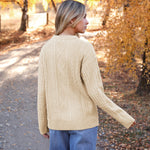 Zeagoo Women's Crew Neck Cable Knit Pullover Sweater