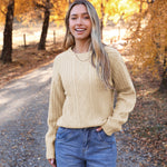 Zeagoo Women's Crew Neck Cable Knit Pullover Sweater