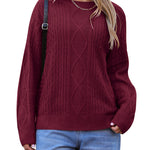 Zeagoo Women's Crew Neck Cable Knit Pullover Sweater