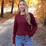 Zeagoo Women's Crew Neck Cable Knit Pullover Sweater