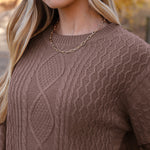 Zeagoo Women's Crew Neck Cable Knit Pullover Sweater