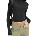 Zeagoo Women Turtleneck Casual Long Sleeve Shirts Tight T-Shirts