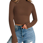 Zeagoo Women Turtleneck Casual Long Sleeve Shirts Tight T-Shirts