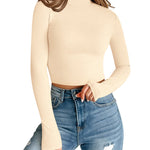 Zeagoo Women Turtleneck Casual Long Sleeve Shirts Tight T-Shirts