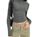 Zeagoo Women Turtleneck Casual Long Sleeve Shirts Tight T-Shirts