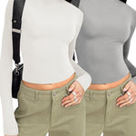 Zeagoo Women Turtleneck Casual Long Sleeve Shirts Tight T-Shirts