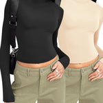 Zeagoo Women Turtleneck Casual Long Sleeve Shirts Tight T-Shirts