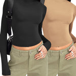 Zeagoo Women Turtleneck Casual Long Sleeve Shirts Tight T-Shirts