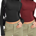 Zeagoo Women Turtleneck Casual Long Sleeve Shirts Tight T-Shirts