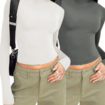 Zeagoo Women Turtleneck Casual Long Sleeve Shirts Tight T-Shirts