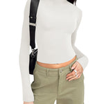 Zeagoo Women Turtleneck Casual Long Sleeve Shirts Tight T-Shirts