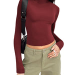 Zeagoo Women Turtleneck Casual Long Sleeve Shirts Tight T-Shirts