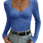 Zeagoo Sweaters for Women Long Sleeve V Neck Ribbed Knit Tops