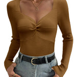 Zeagoo Sweaters for Women Long Sleeve V Neck Ribbed Knit Tops
