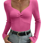 Zeagoo Sweaters for Women Long Sleeve V Neck Ribbed Knit Tops