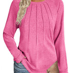 Zeagoo Women Long Sleeve Shirts Casual Pleated Tunic Blouses