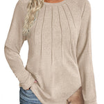 Zeagoo Women Long Sleeve Shirts Casual Pleated Tunic Blouses