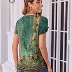 Zeagoo Tops Petal Short Sleeve Casual Crew Neck Shirts