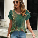 Zeagoo Tops Petal Short Sleeve Casual Crew Neck Shirts