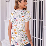 Zeagoo Tops Petal Short Sleeve Casual Crew Neck Shirts