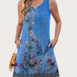 Zeagoo V Neck Sleeveless Sundresses Boho Beach Dress with Pockets