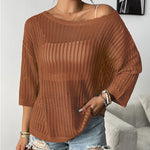 Zeagoo Women's Crochet Hollow Out 3/4 Sleeve Pullover