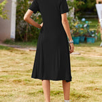 Zeagoo Women's Casual Short Sleeve A-line Midi Dress with Pocket (US Only)