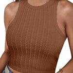 Zeagoo Tank Top for Women Ribbed Knit Sleeveless Crop Tops Summer Crew Neck Cropped Racerback Camisole  (US Only)