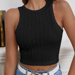 Zeagoo Tank Top for Women Ribbed Knit Sleeveless Crop Tops Summer Crew Neck Cropped Racerback Camisole  (US Only)