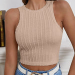 Zeagoo Tank Top for Women Ribbed Knit Sleeveless Crop Tops Summer Crew Neck Cropped Racerback Camisole  (US Only)