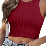 Zeagoo Tank Top for Women Ribbed Knit Sleeveless Crop Tops Summer Crew Neck Cropped Racerback Camisole  (US Only)