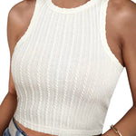 Zeagoo Tank Top for Women Ribbed Knit Sleeveless Crop Tops Summer Crew Neck Cropped Racerback Camisole  (US Only)