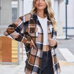 Zeagoo Plaid Shacket Jacket Button Down Trench Coats
