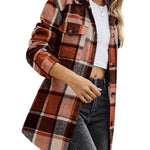 Zeagoo Plaid Shacket Jacket Button Down Trench Coats