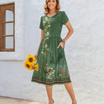 Zeagoo Women Short Sleeve Midi Dress with Pockets (US Only)