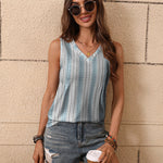 Zeagoo Pleated Tank Tops Loose Fit V Neck Sleeveless Tops