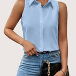 Zeagoo Sleeveless Blouses Casual Button Down Flower Tank Tops