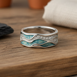 Chloe | Turquoise Silvered Waves Ring