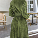 Zeagoo Velvet Dress V-Neck Long Sleeve Stretch Mini Dress